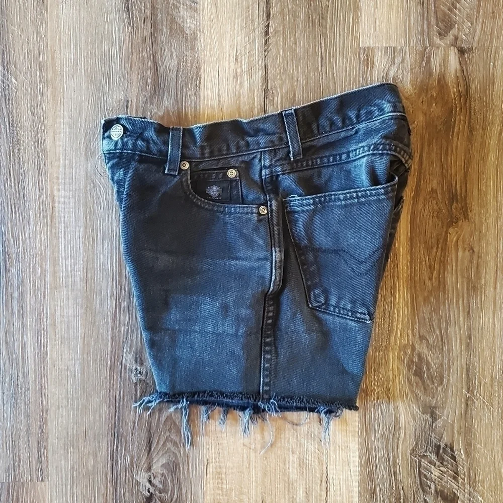 HARLEY Davidson Black Denim Shorts Size 4